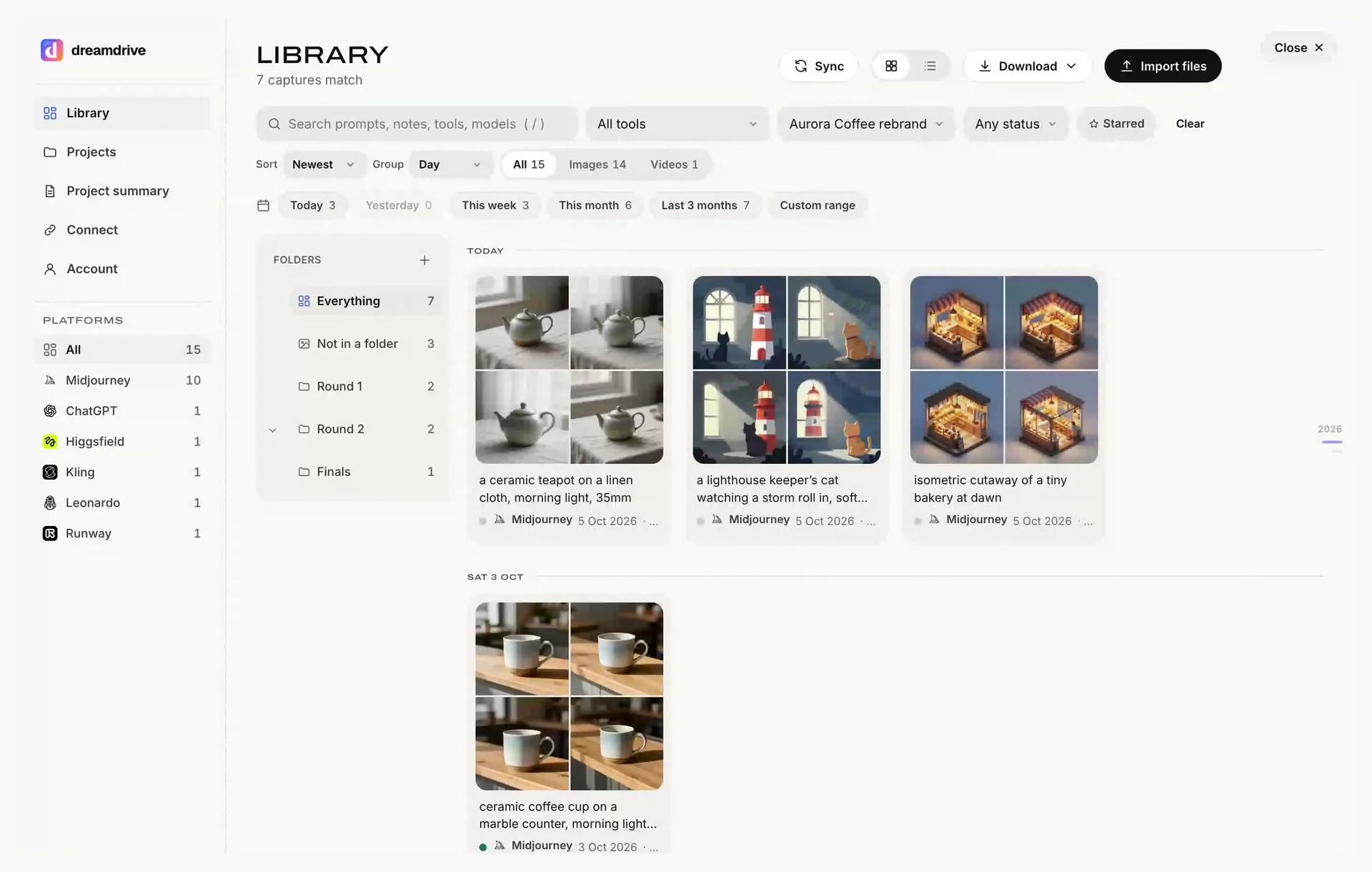 Ordenando capturas en proyectos y carpetas por cliente